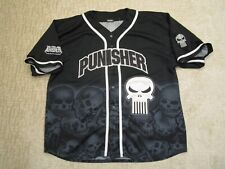 Vintage The Punisher Baseball Jersey Men XXL Black Skulls Wrap Around AOP 00s picture