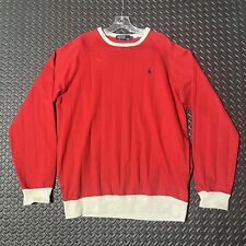 Vintage Polo Ralph Lauren Striped Red Sweatshirt Rare Made in USA Crew Neck Mens picture