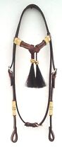 Horse Hair Light Western Leather Headstall Rawhide Futurity Knot Browband Tack picture
