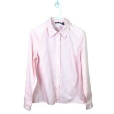 Carlisle Women’s Pink White Gingham Striped Blouse Button Down Shirt Size 12 picture