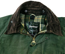 *HOT VTG Men BARBOUR @ BEAUFORT PLAID LINED SAGE GREEN WAXED COAT Jacket C42 M-L picture