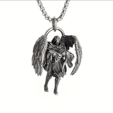 Archangel Guardian Jewelry Vintage Silver St. Michael Sexy Pendant Necklace picture