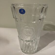 Beautiful FROSTED ROSE LEAD CRYSTAL VASE Glass of Bohemia E picture