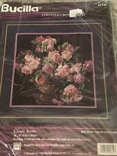 Bucilla Counted Cross Stitch Kit CLASSIC ROSES #41330 Opened Complete picture