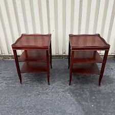 Beautiful Solid Walnut THREE TIER SIDE/ END/ LAMP TABLE Pair of 2 (Local Pickup) picture