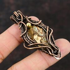 Rock Calci Gemstone Jewelry Copper Gift For Mum Wire Wrapped Pendant 2.52