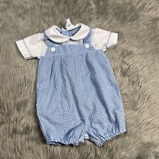 Vintage Alexis Baby Romper Blue White Checkered picture
