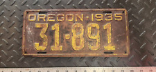 Vintage 1935 Oregon Auto  License Plate Auto Garage Man Cave Decor Collector picture