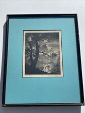 Lyman Byxbe Etching Landscape Famous American Antique Signed BEAR LAKE RARE picture