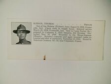 Thomas Robson Evansville Indiana 47th Infantry 4th Division 1921 WW1 Hero Panel picture