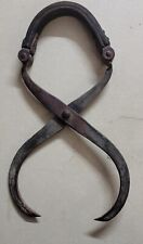 Antique Vintage Ice Block Tongs - Leather Handle.  picture