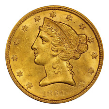 1861 $5 Gold Liberty Head Half Eagle PCGS MS60 picture