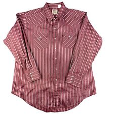 Ely Cattleman Pearl Snap Shirt Men’s Red Stripes Long Sleeve Western Vintage XXL picture