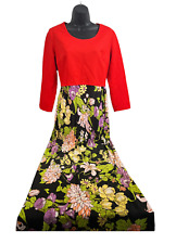 vtg 70's mod floral skirt maxi hostess dress womens sz medium/small picture