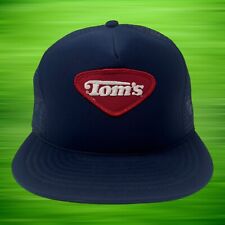 Vintage Tom's Snacks Trucker Hat Logo Snapback Cap Tom's Chips Peanuts Blue picture