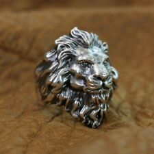 Huge 925 Sterling Silver King of Lion Ring Mens Biker Punk Ring TA128A US 8~15 picture