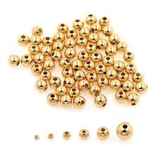 100pcs Gold Spacer Beads ,18K Gold Filled Round Bead DIY Bracelet Necklace picture