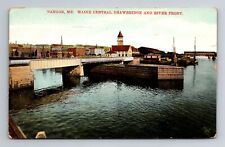 Bangor ME-Maine, Central Drawbridge, River Front, Vintage c1910 Postcard picture