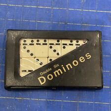 Vintage Double Six Small Spinner Domino Set 28 in Black Case Dominoes Sealed B20 picture