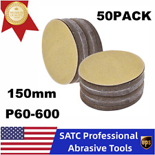 50 Pack 150mm 6 Inch sandpaper No Hole Hook and Loop Grip Sanding Discs P60-600 picture