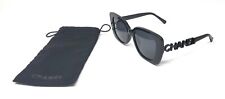 Chanel CH5422B c 501/T8 Polarized Sunglasses Polished Black w/Black Crystal Logo picture