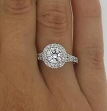 2 Ct Halo Split Shank Round Cut Diamond Engagement Ring VS2 F White Gold 14k picture