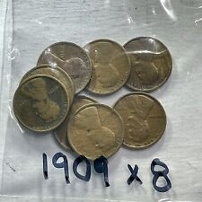 1909-P Lincoln Wheat Cent Penny 8 Coin lot Partial Roll Circulated picture
