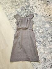 Vintage 1940s Early 1950s Gray Work Wiggle Dress Pointed Neckline Pockets S/ M picture