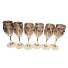 VTG Made In Italy Crystal Stemware Grapes Leaves Gold Motif Set of 6 In Box picture