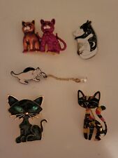 Brooch Pin Cat Animal Lot Rhinestone Vintage To Now Absolutely Adorable E81 picture