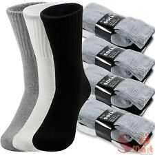 Lot 3-12 Pairs Mens Solid Sports Athletic Work Plain Crew Socks Size 9-11 10-13 picture