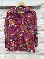 Vintage 1970’s Psychedelic Shirt Women’s Multicolor Paisley Lori Lynn  picture