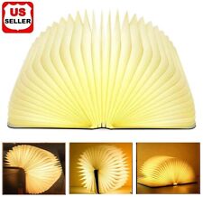 Novelty Portable Folding Wooden Book Lamp USB Rechargeable Desk Night Light New picture