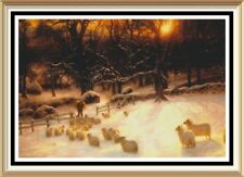 FARQUHARSON Art Print SHORTENING WINTER'S DAY Sunset Sheep Snowy Farm Landscape picture
