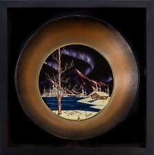 Original Bob Ross Painting Signed Oil on Velvet Inside Gold Pan picture