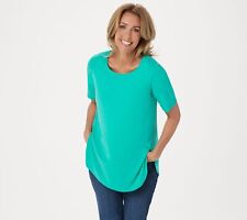 Susan Graver Modern Essentials Liquid Knit Shirt Turquoise Falls M New picture