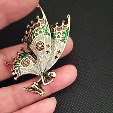 Large Wing Vintage Style Fantasy Fairy Brooch Lapel Pin - Microfiber Pouch - Box picture