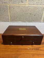 VTG REED & BARTON EUREKA MFG WOOD WOODEN JEWELRY STORAGE CHEST BOX WITH DRAWER picture