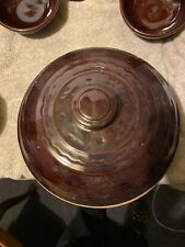 Marcrest Oven Proof Stoneware USA Bean Pot & Lid 1.5 Qt Covered Brown Casserole picture