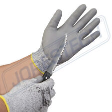 12 Pairs JORESTECH Cut Resistant Level A3 Work Gloves Grey PU Palm Coated picture