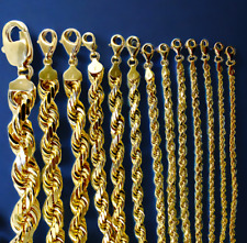 14K Yellow Gold 1mm-10mm Rope Chain Necklace Diamond Cut All Sizes Real picture