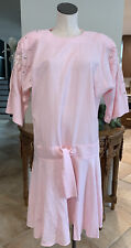 vintage 80’s toni todd women 10 pink embroidered drop waist dome sleeve dress I1 picture