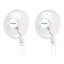 Hurricane Supreme 16 Inch 90 Degree Oscillating 3 Speed Wall Fan, White (2 Pack) picture