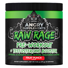 Pre Workout Powder Angry Supplements Raw Rage + Test Booster Drink, Fruit Punch picture