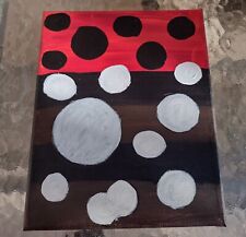 Hand Painted Rare Ladybug Dots Acrylic Painting on Canvas OOAK 8x10