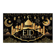 Eid Banner Decoration Black Gold Religious Blessings Door Poster Anti-fading  picture