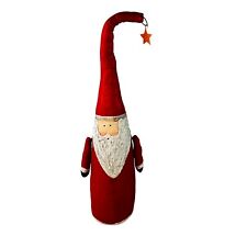 Vtg Red Santa Folk Art Christmas Joionted Canvas Cloth FIgure Decor star 16