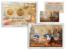 1976 BICENTENNIAL COIN COLLECTION Colorized US 3-Coin Set 24K Plated QTR IKE JFK picture
