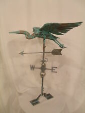 LARGE Handcrafted 3D 3-Dimensional CRANE HERON Weathervane Copper Patina Finish picture