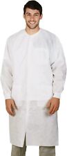 50 Disposable Lab Coats White SPP 45 gsm Work Gowns XXL Protective Clothing picture